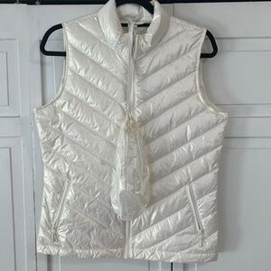 J McLaughlin Eira Down Puffer Vest Ivory Iridescent Full Zip Size Small